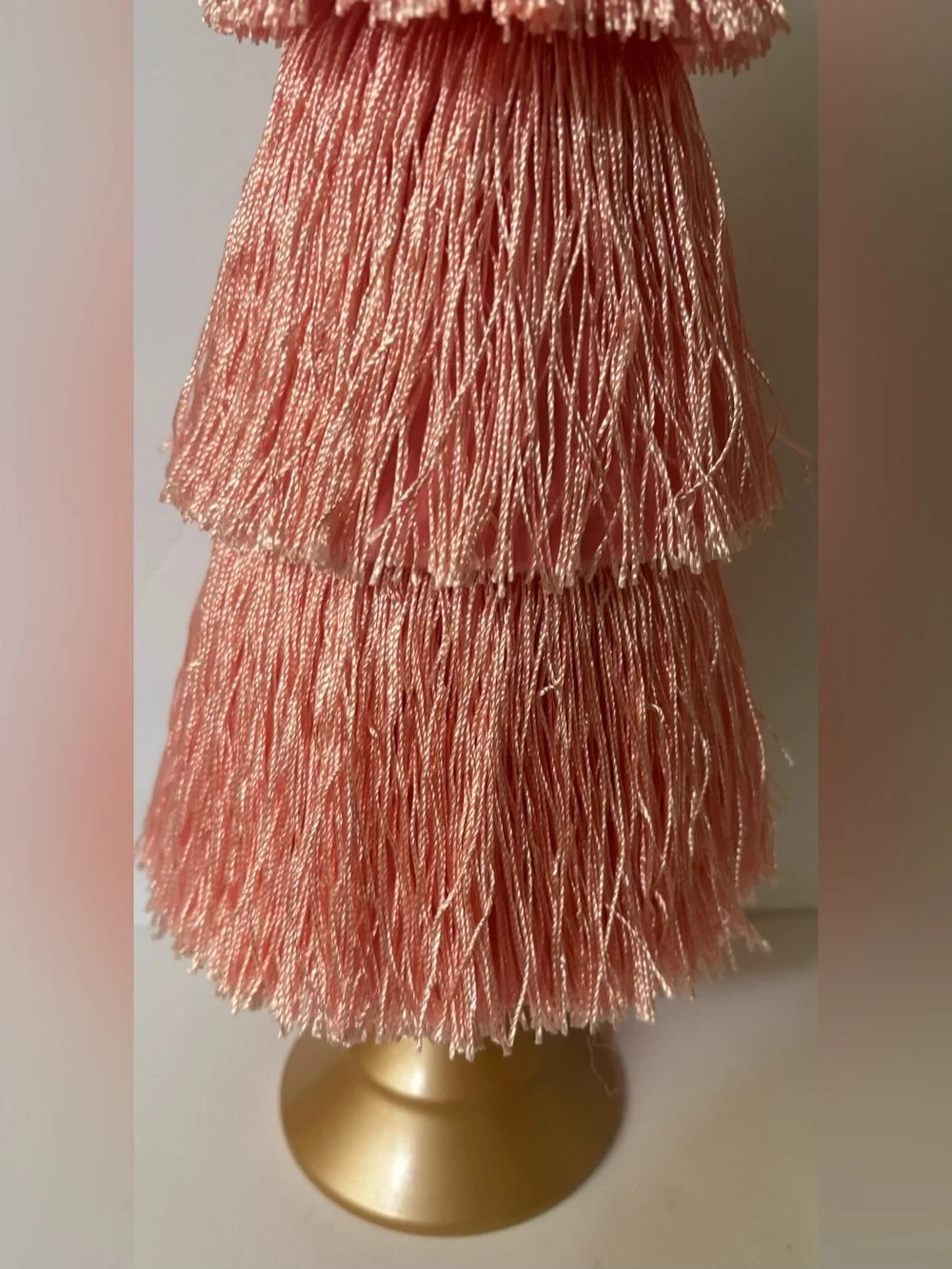 Tabletop fringe Christmas trees NEW NWT 2 total decor pink red 16”H